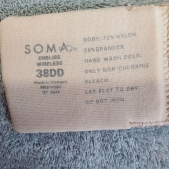 Soma 38DD Enbliss Wireless Bra Beige Nude Padded Seamless Comfort‎ Stretch - Picture 3 of 10